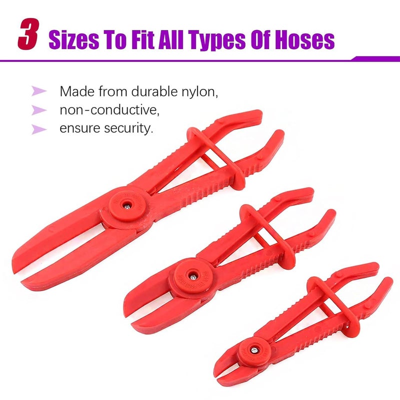 LOOTOOLS 3PCS Hose Pinch Off Pliers - Reliable Fuel Line Clamp Pliers for Automotive Flexible Hoses,Gas Lines,Brake,Fuel Lines,Coolant and Radiator - Image 3